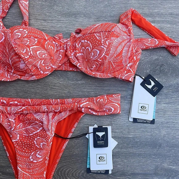 Rip Curl Rio Floral Balconette & Skimpy Bottoms, hot orange - Picture 15 of 16